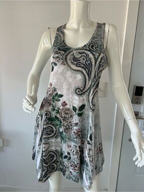 Art to wear Temptations Floral Paisley Sleeveless Mini Dress sequin beads